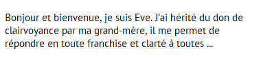 Eve voyante par téléphone