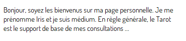 Iris voyante par téléphone